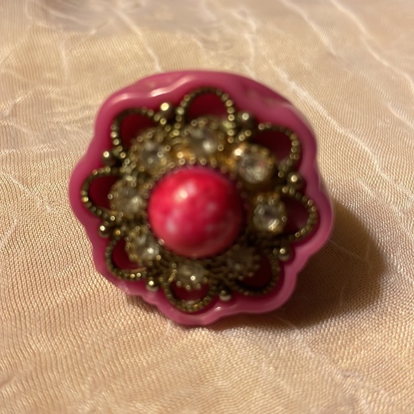 Costume ring bundle-1 is adjustable with brown cluster & acrylic pin sz 8-1/2 - Picture 2 of 15